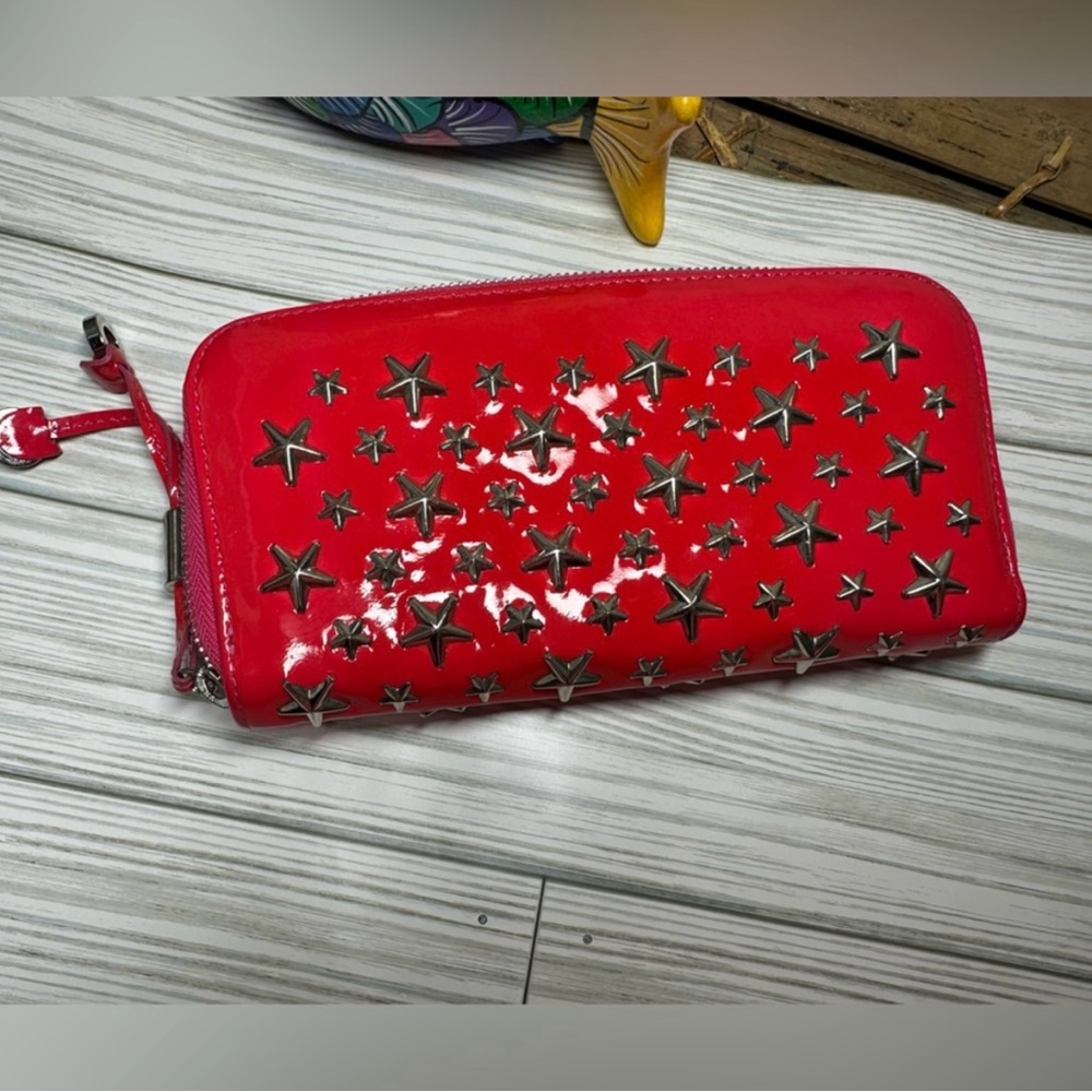 Jimmy Choo Filipa Star-studded Embossed
Leather Wallet with Box and Dustbag